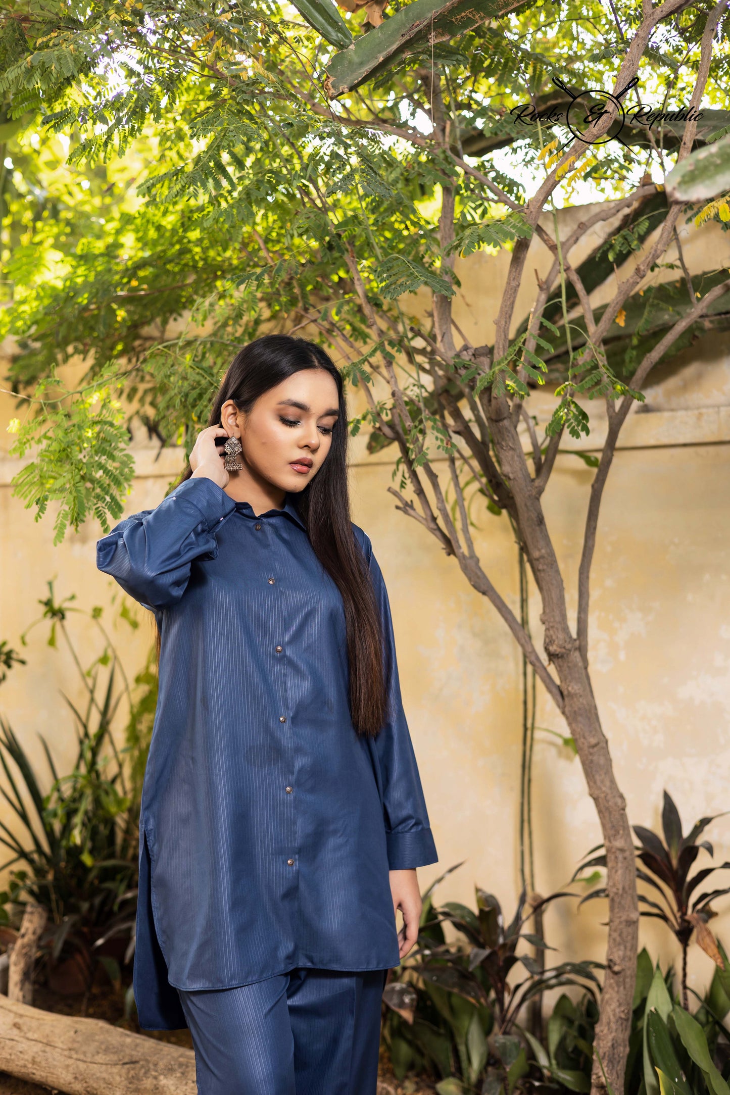 Blended Cotton Solid Co-ord Set Short (Navy Blue) - Rocks & Republic