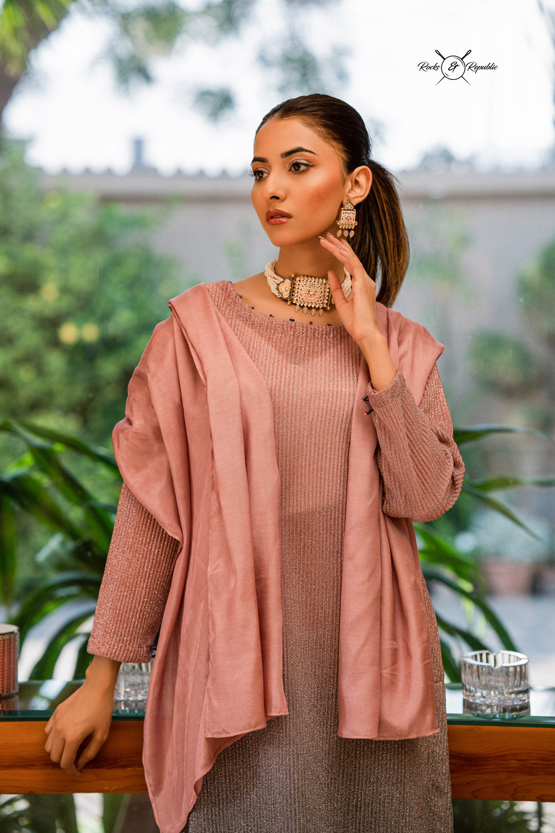 Jhill Mill Collection Teal Pink with Gradient Grey ( Moonlight )