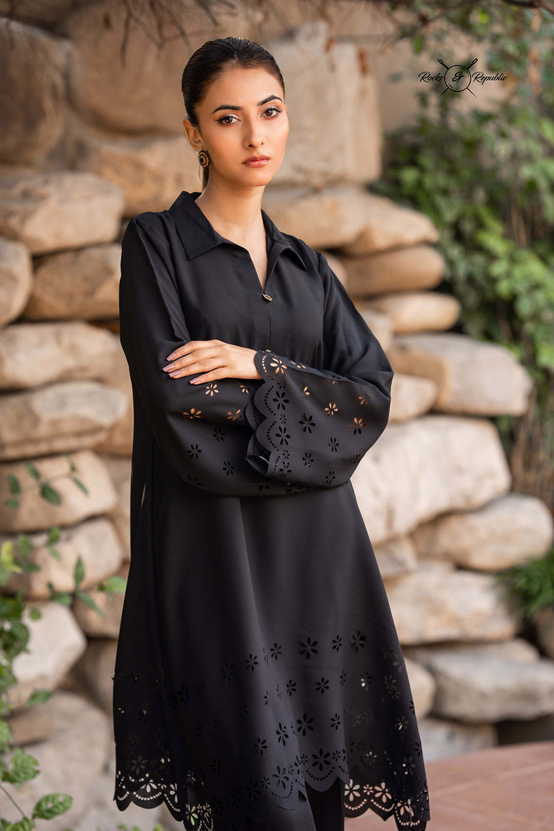 Krepe Kari Ko-ords Set Short (Black) - Rocks & Republic