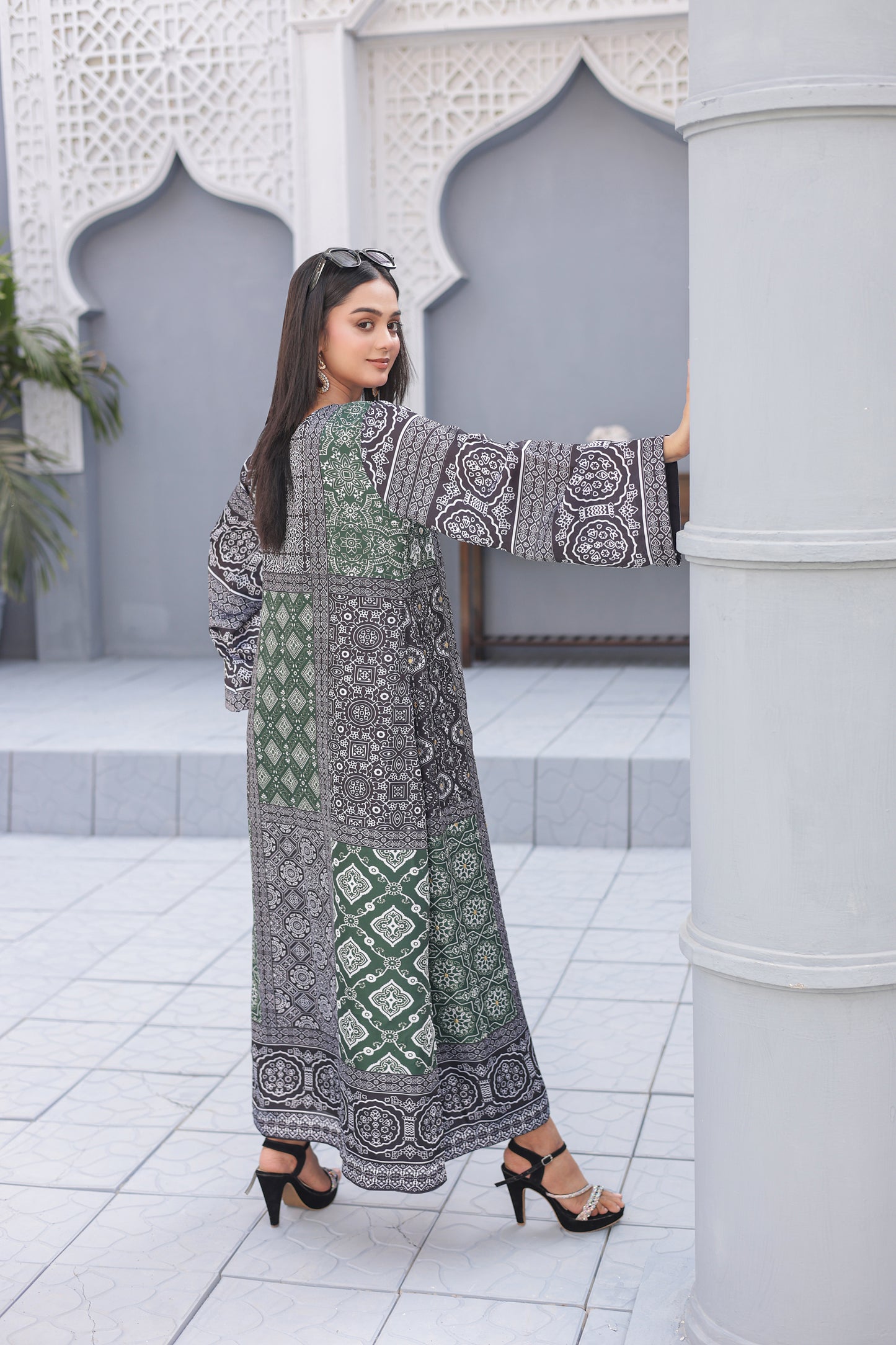 Ajrak Kaftan - Green