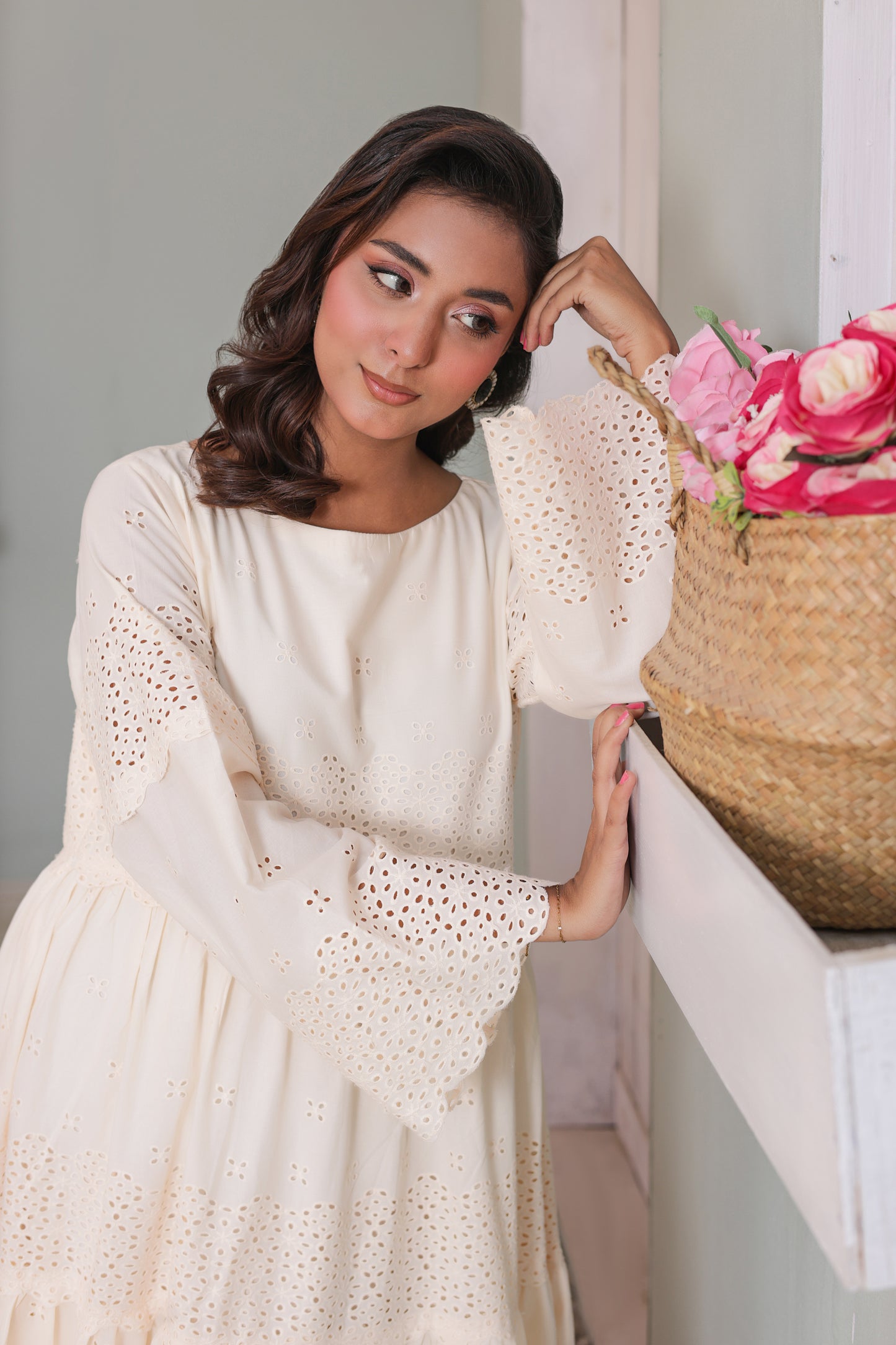 Chikankari Maxis - Pearl Cream