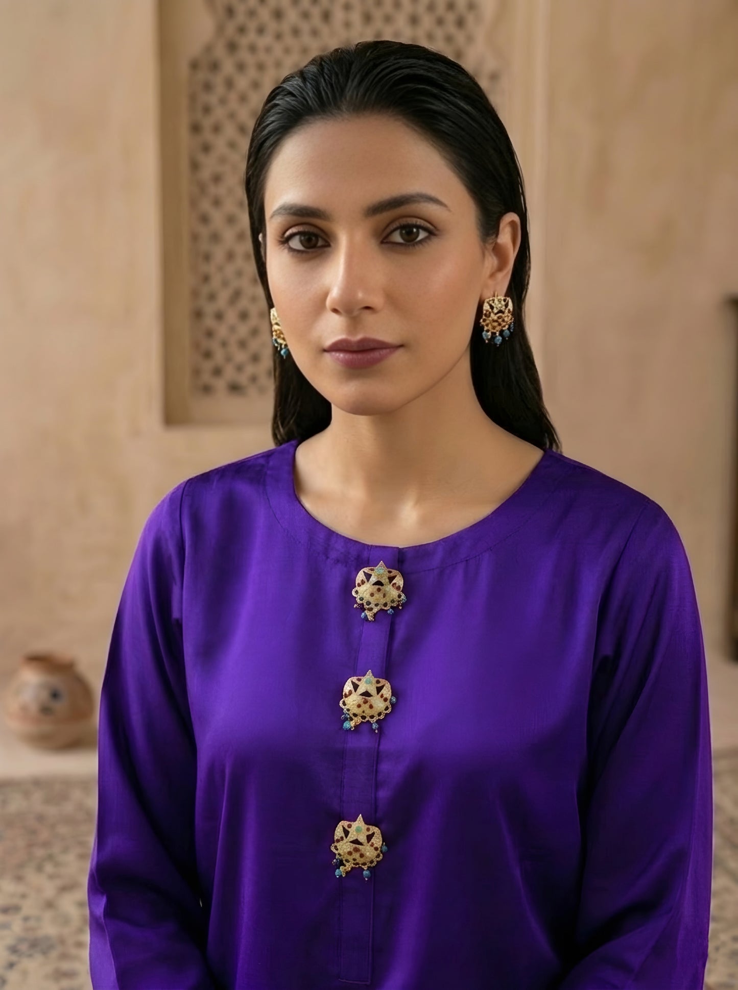 Royal Purple Silk & Ajrak