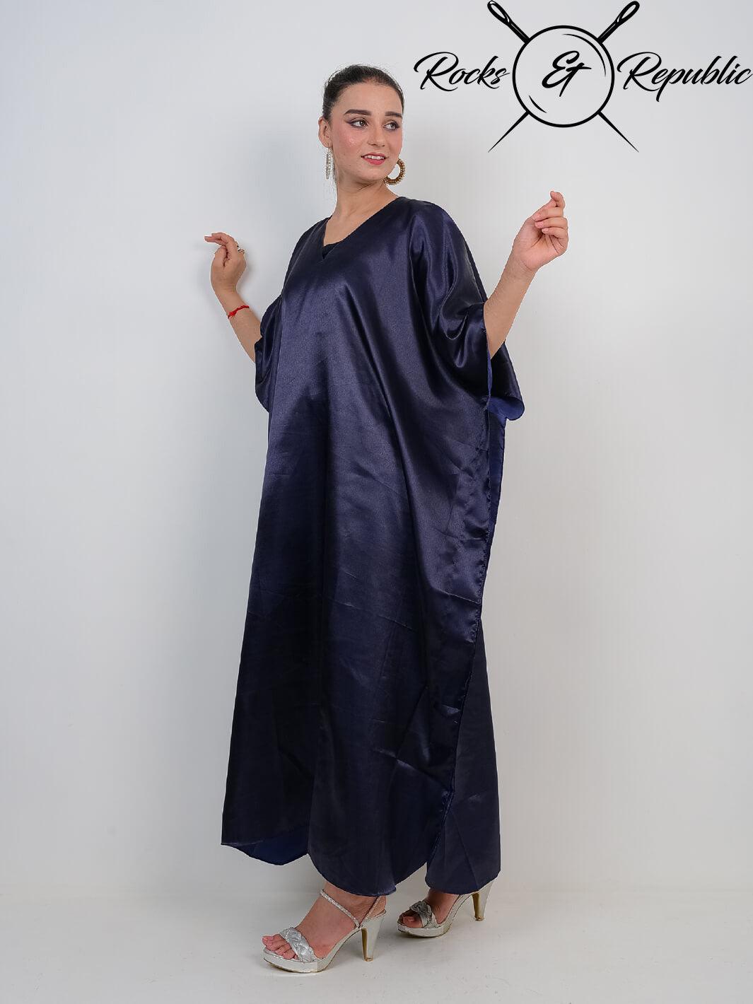 Plain Navy Blue Kaftan - Rocks & Republic