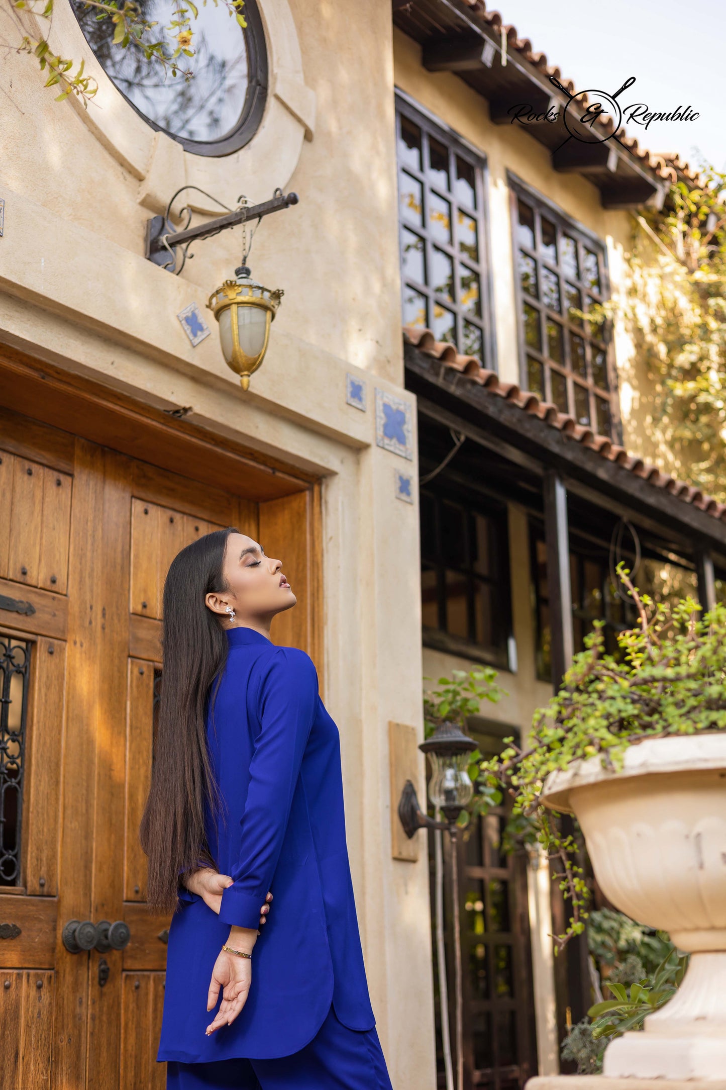 Viscous Crepe Jeorjett Solid Co-ord Set ( Royal Blue ) Short - Rocks & Republic