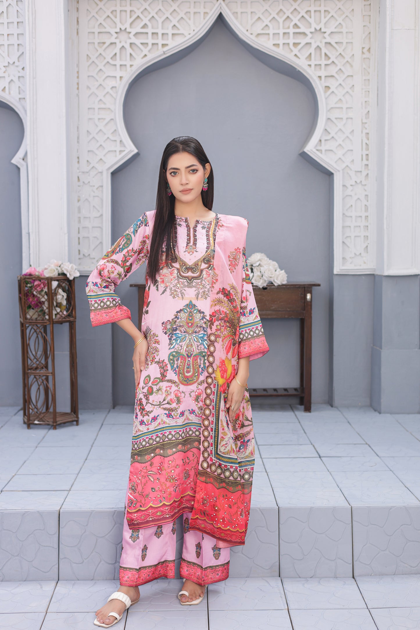 Digital Silk - Blush Medallion