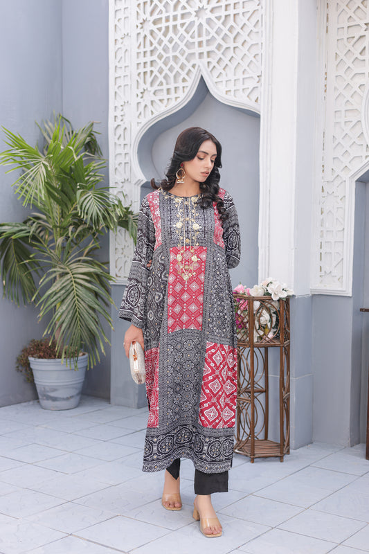 Ajrak Kaftan - Crimson