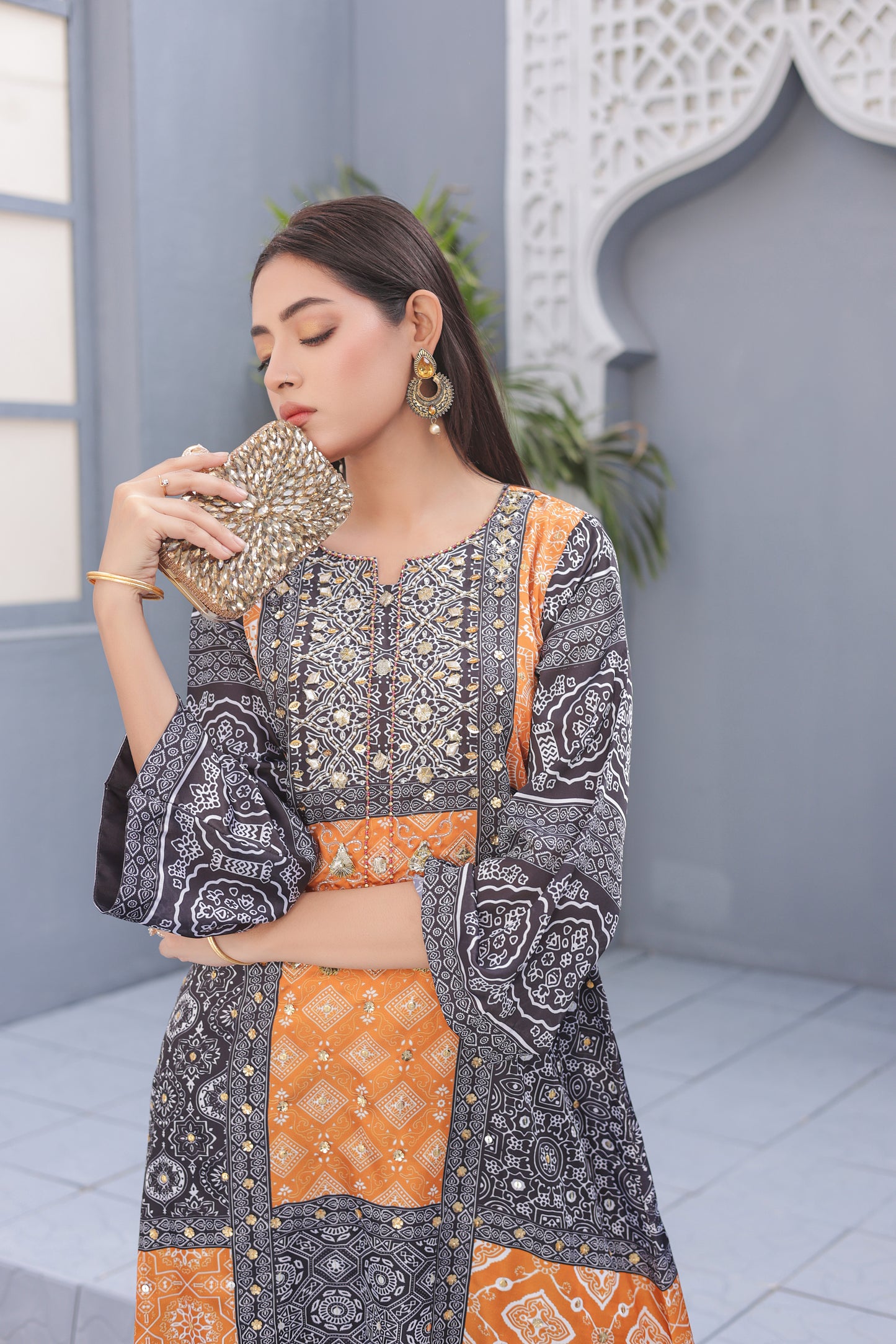 Ajrak Kaftan - Yellow