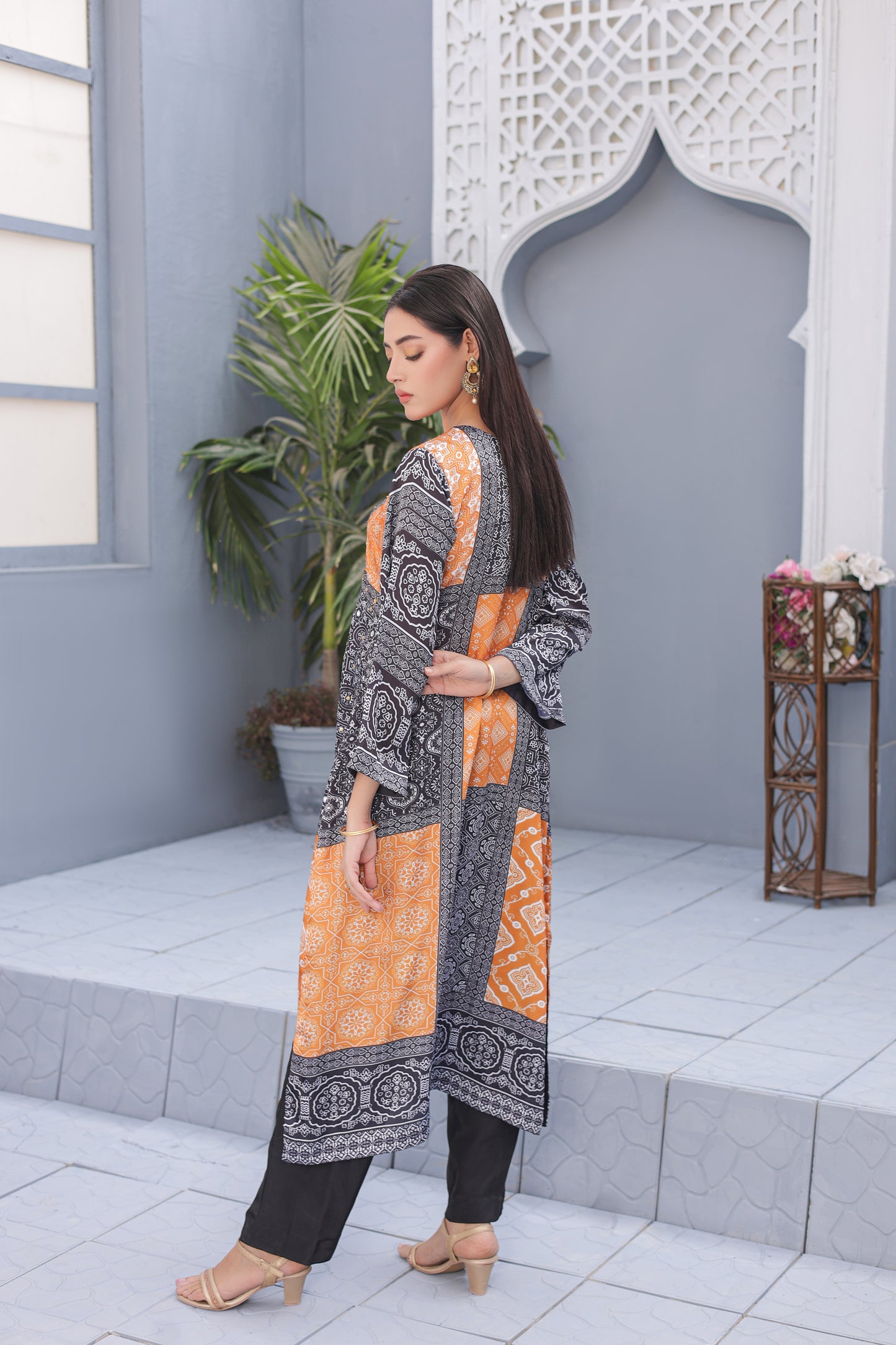 Ajrak Kaftan - Yellow