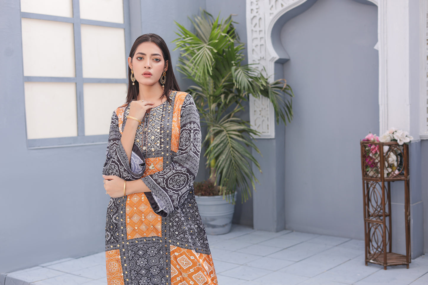 Ajrak Kaftan - Yellow