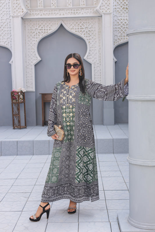 Ajrak Kaftan - Green