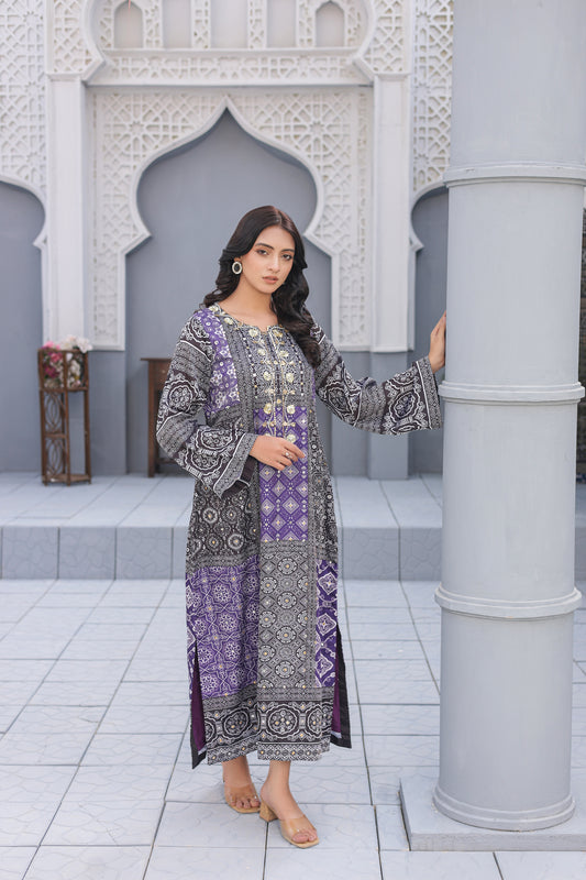 Ajrak Kaftan - Purple
