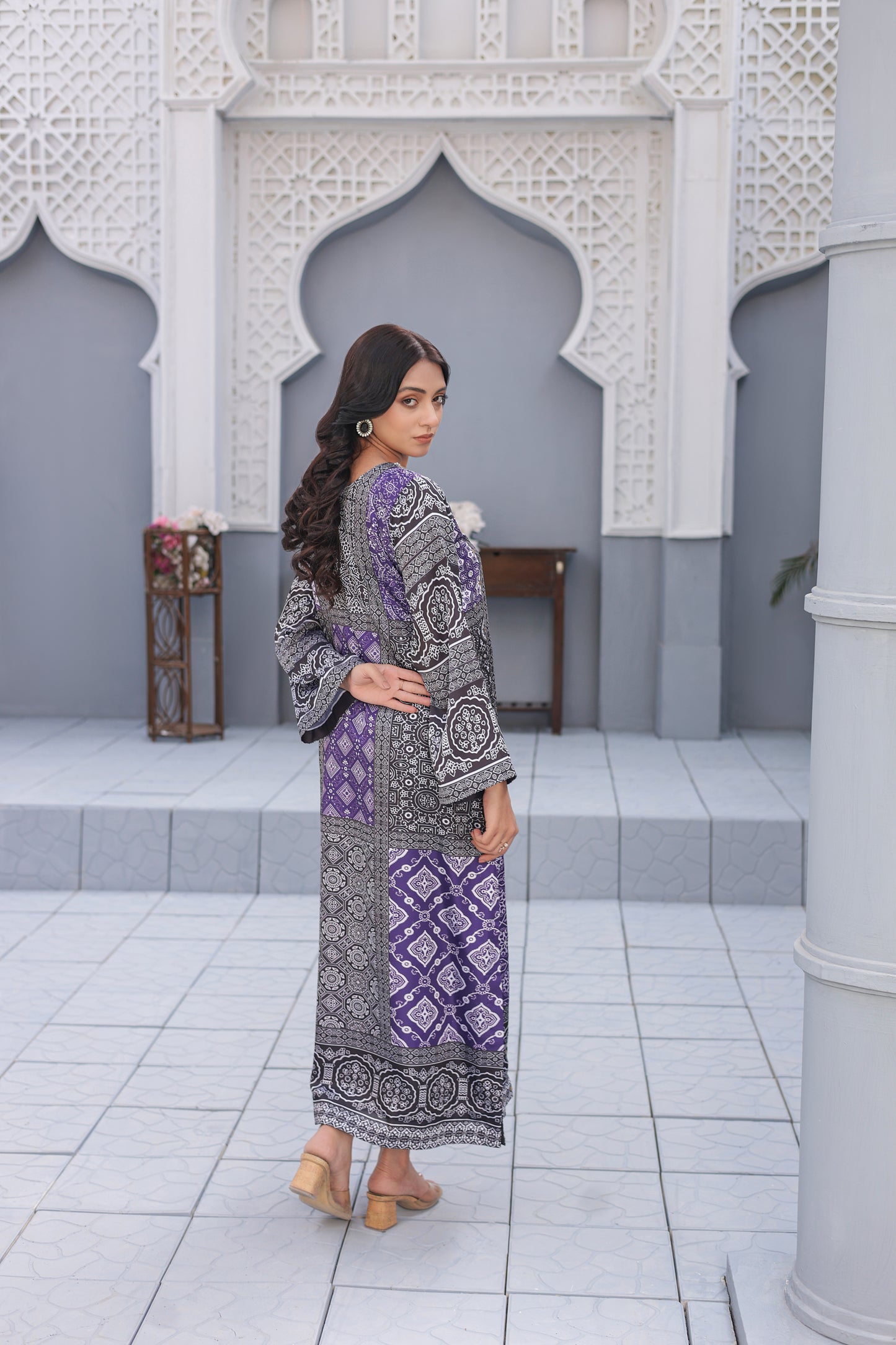 Ajrak Kaftan - Purple