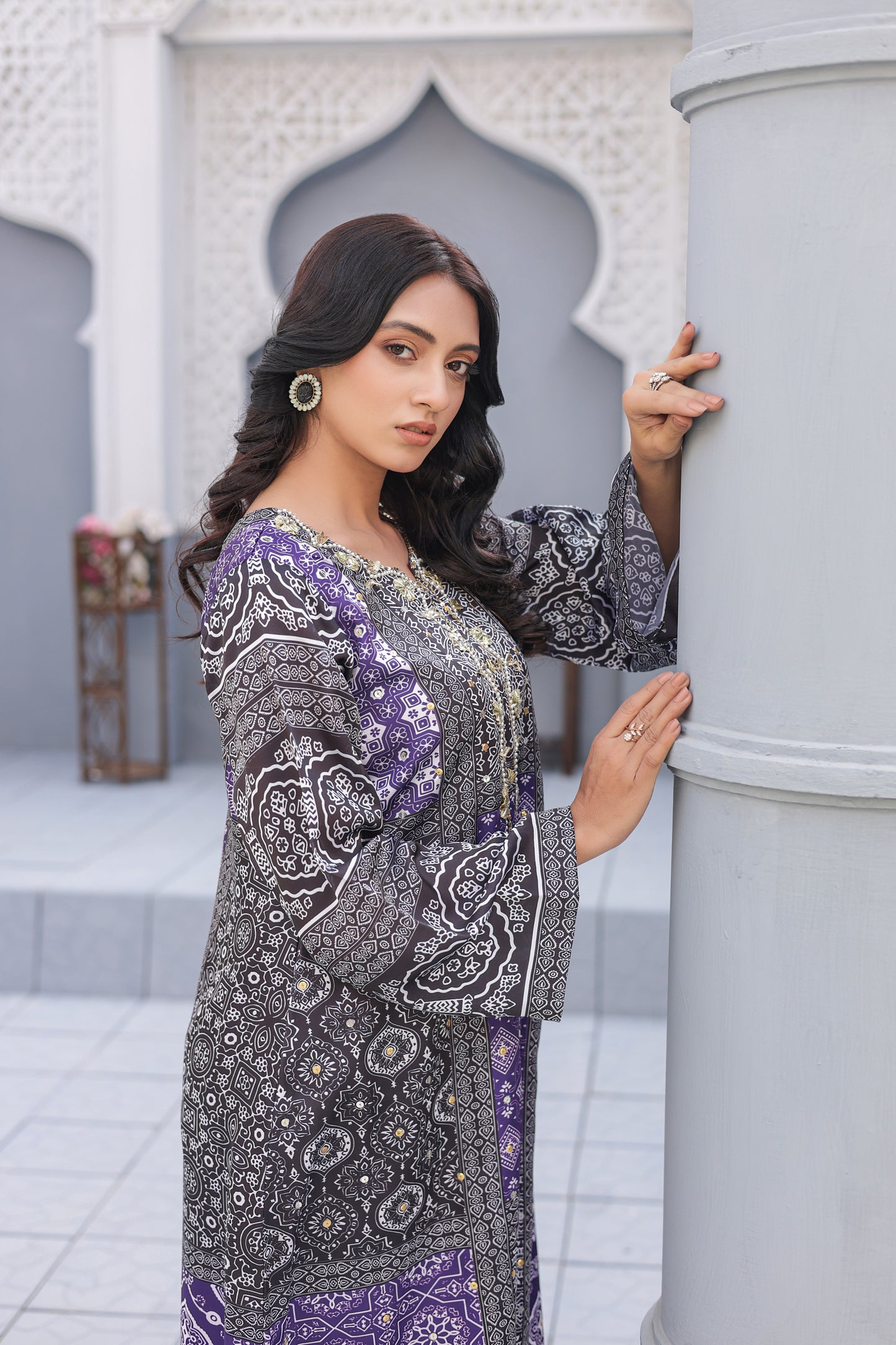Ajrak Kaftan - Purple