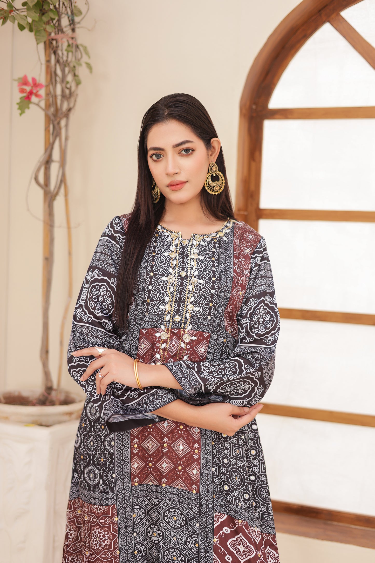 Ajrak Kaftan - Brown