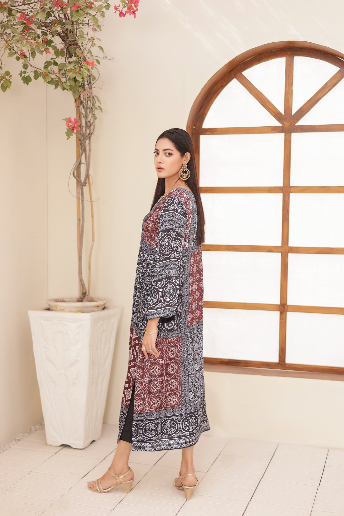 Ajrak Kaftan - Brown