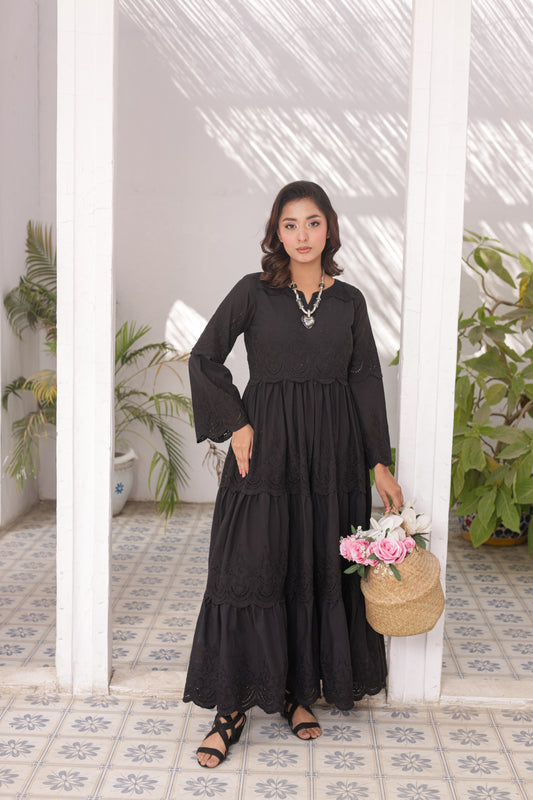 Chikankari Maxis - Midnight Bloom