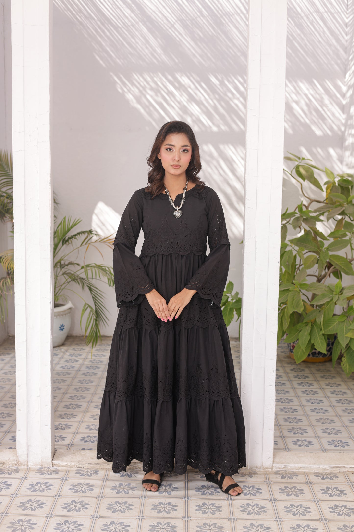 Chikankari Maxis - Midnight Bloom