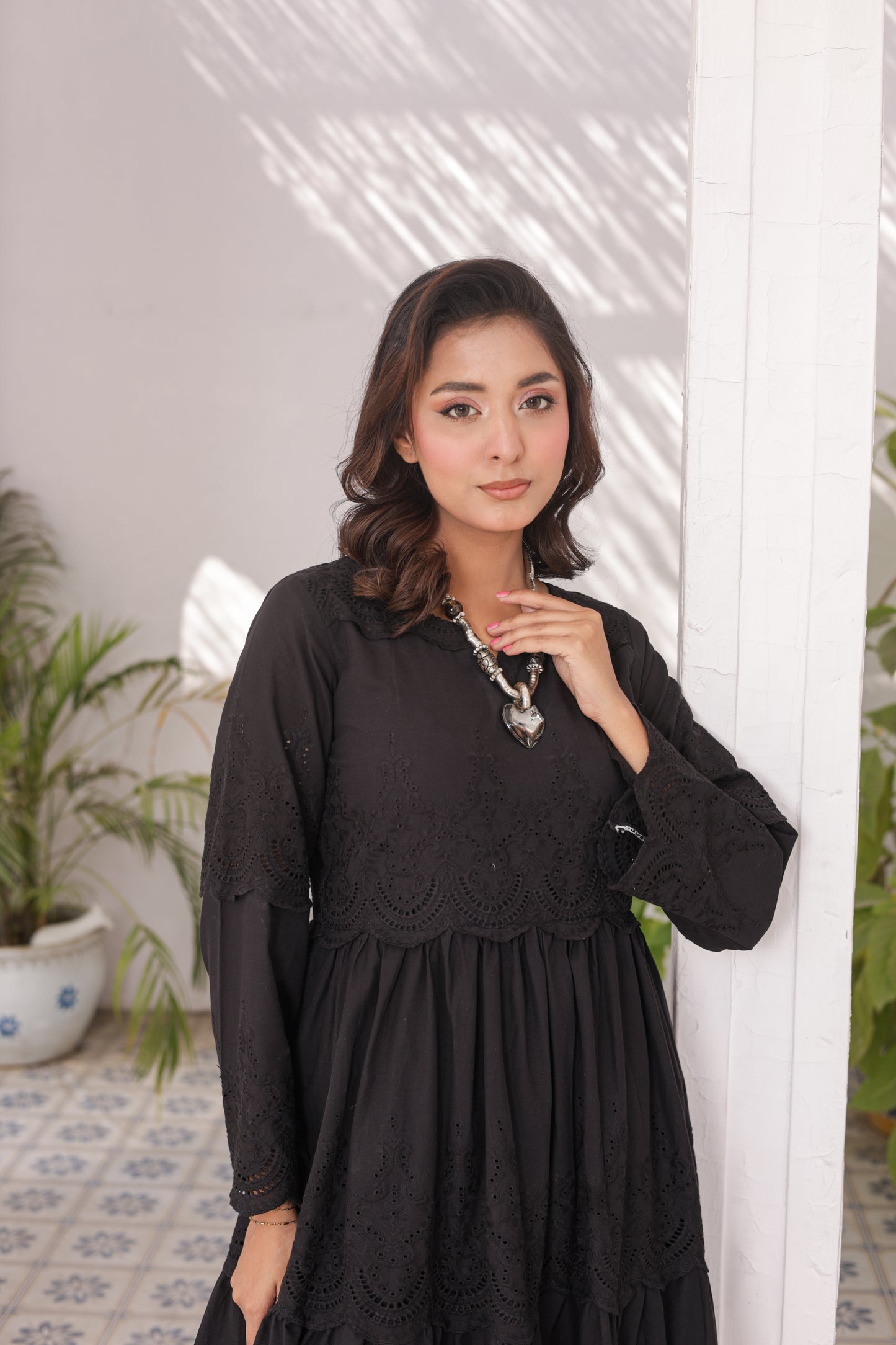 Chikankari Maxis - Midnight Bloom