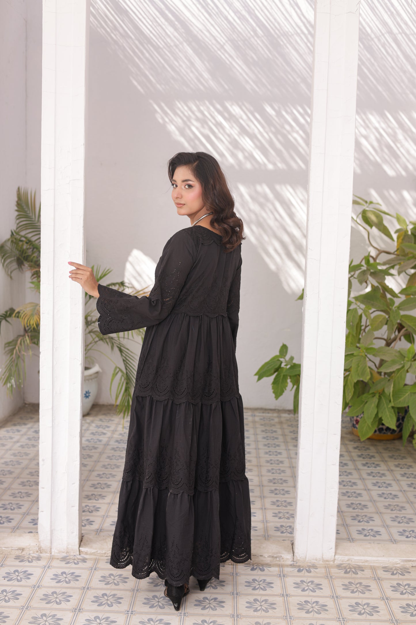 Chikankari Maxis - Midnight Bloom