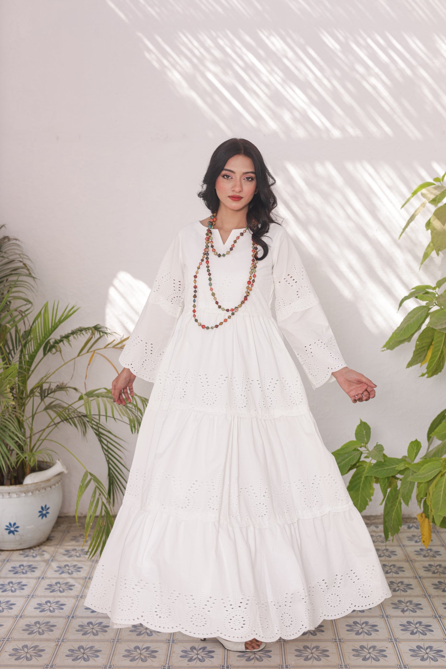 Chikankari Maxis - Snow Pearl