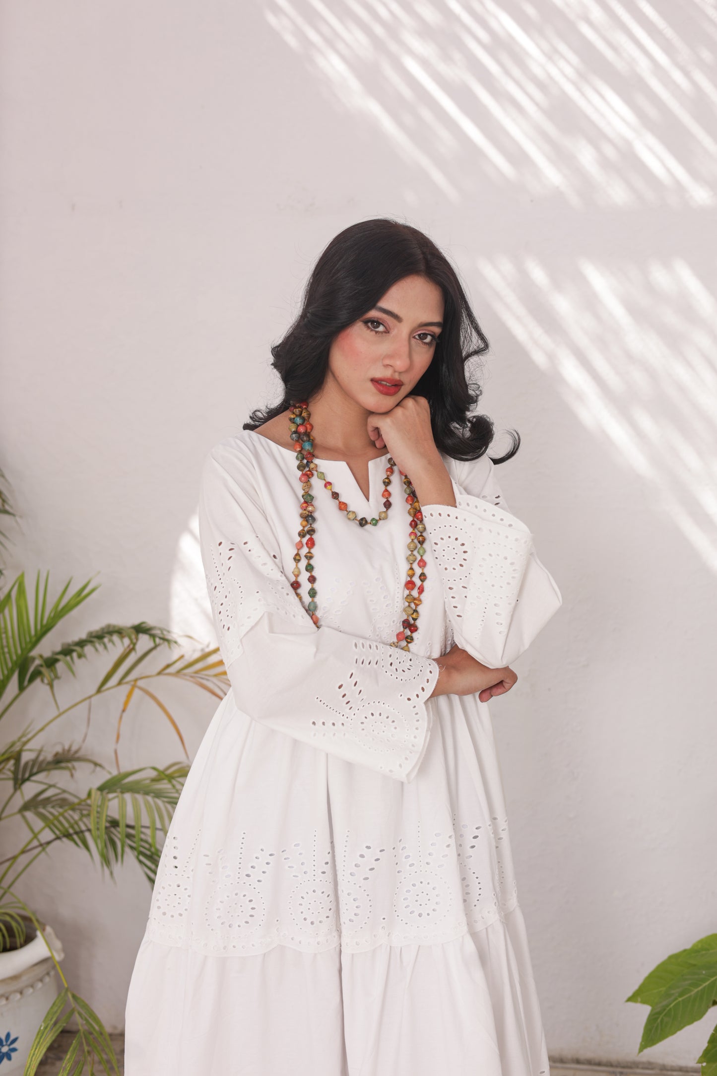 Chikankari Maxis - Snow Pearl