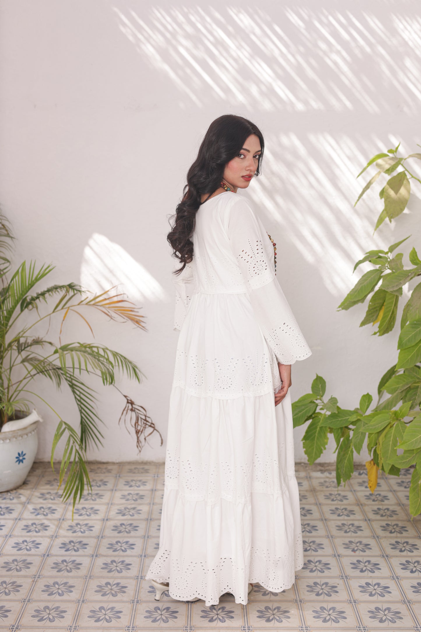 Chikankari Maxis - Snow Pearl