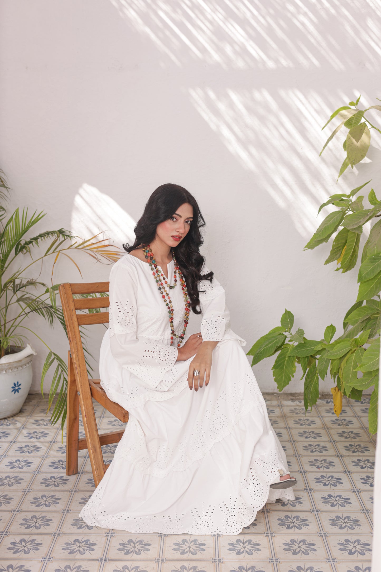 Chikankari Maxis - Snow Pearl