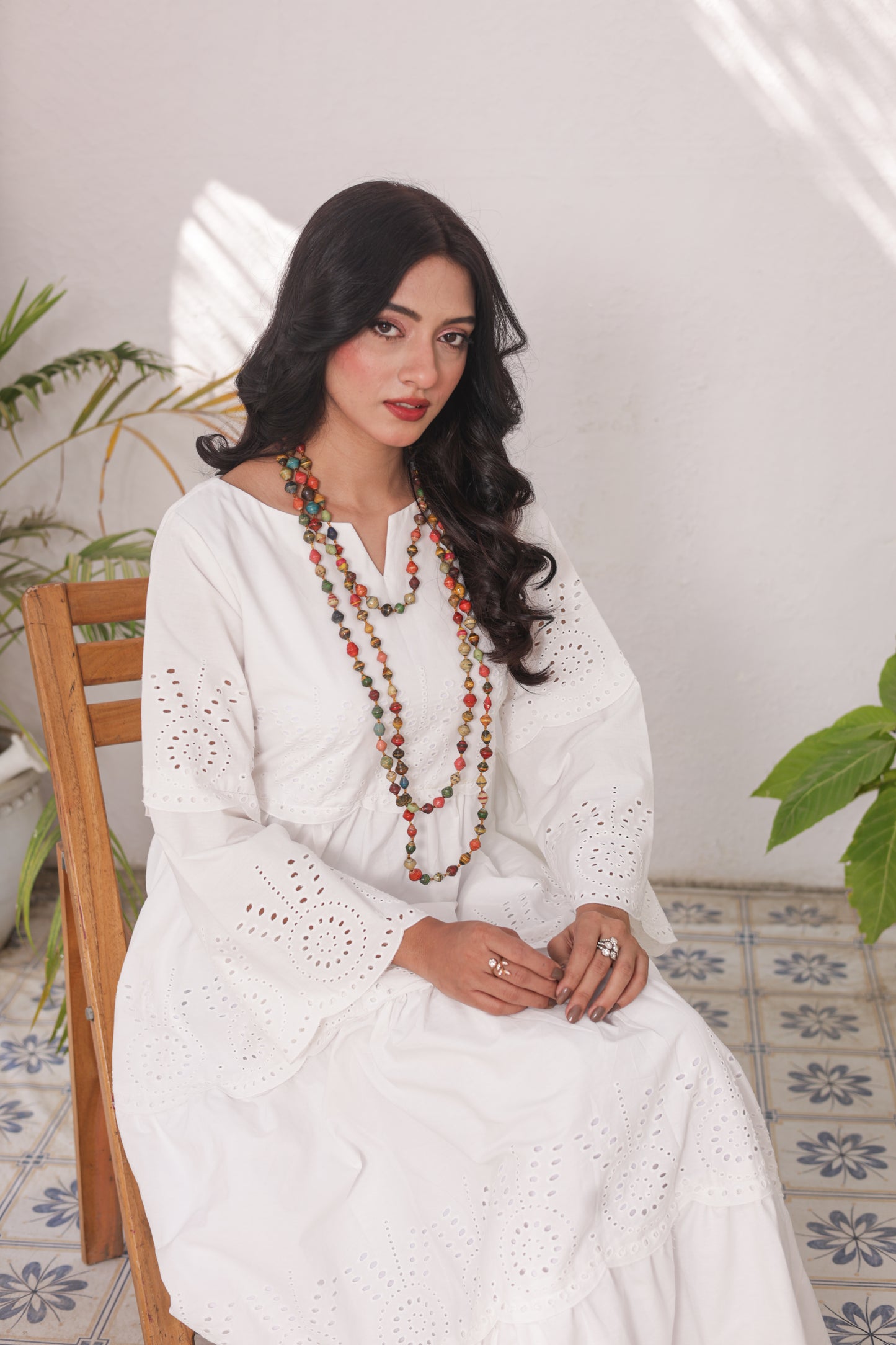 Chikankari Maxis - Snow Pearl