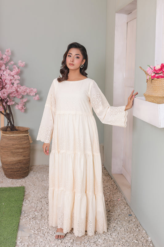 Chikankari Maxis - Pearl Cream