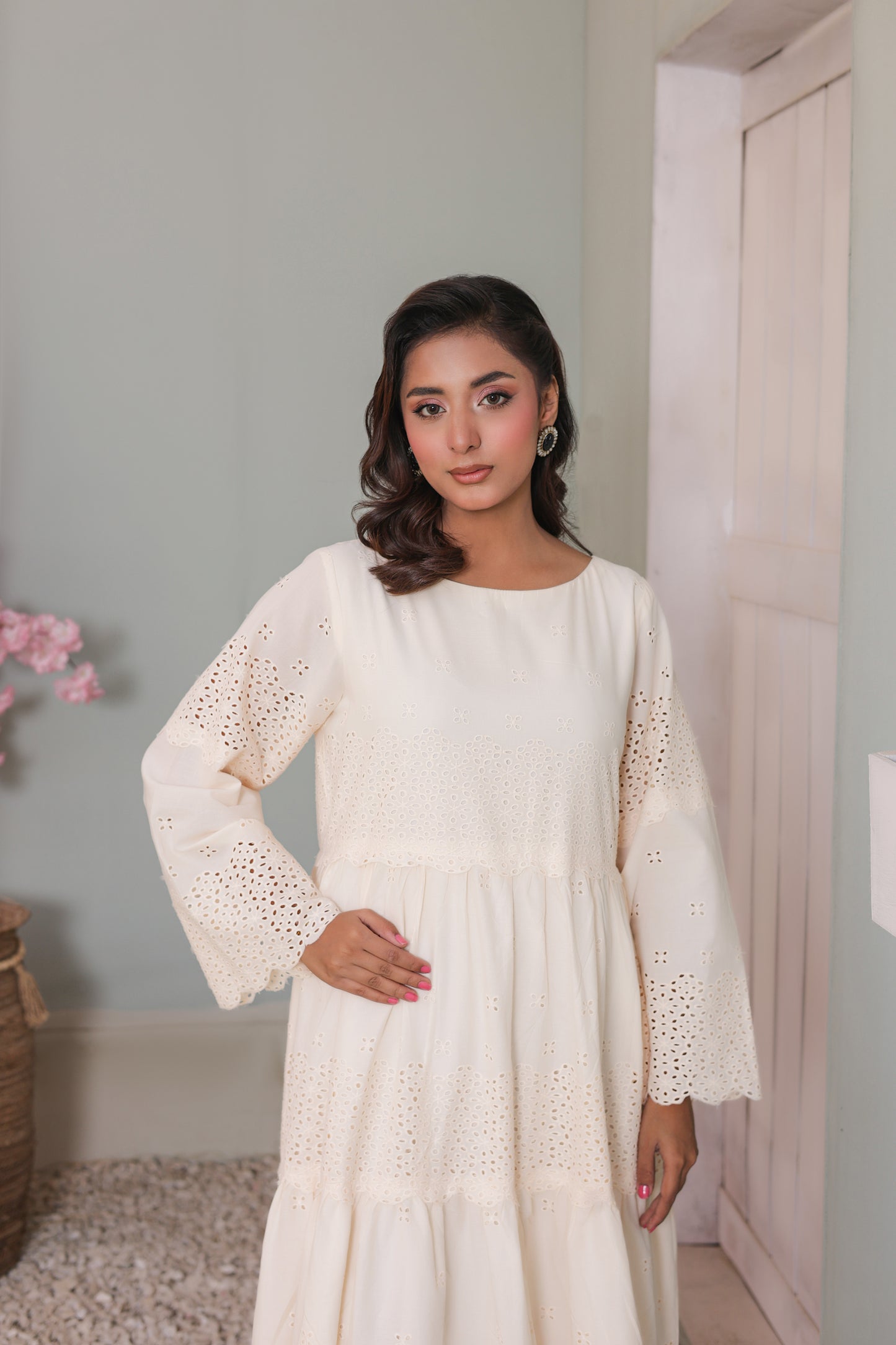 Chikankari Maxis - Pearl Cream