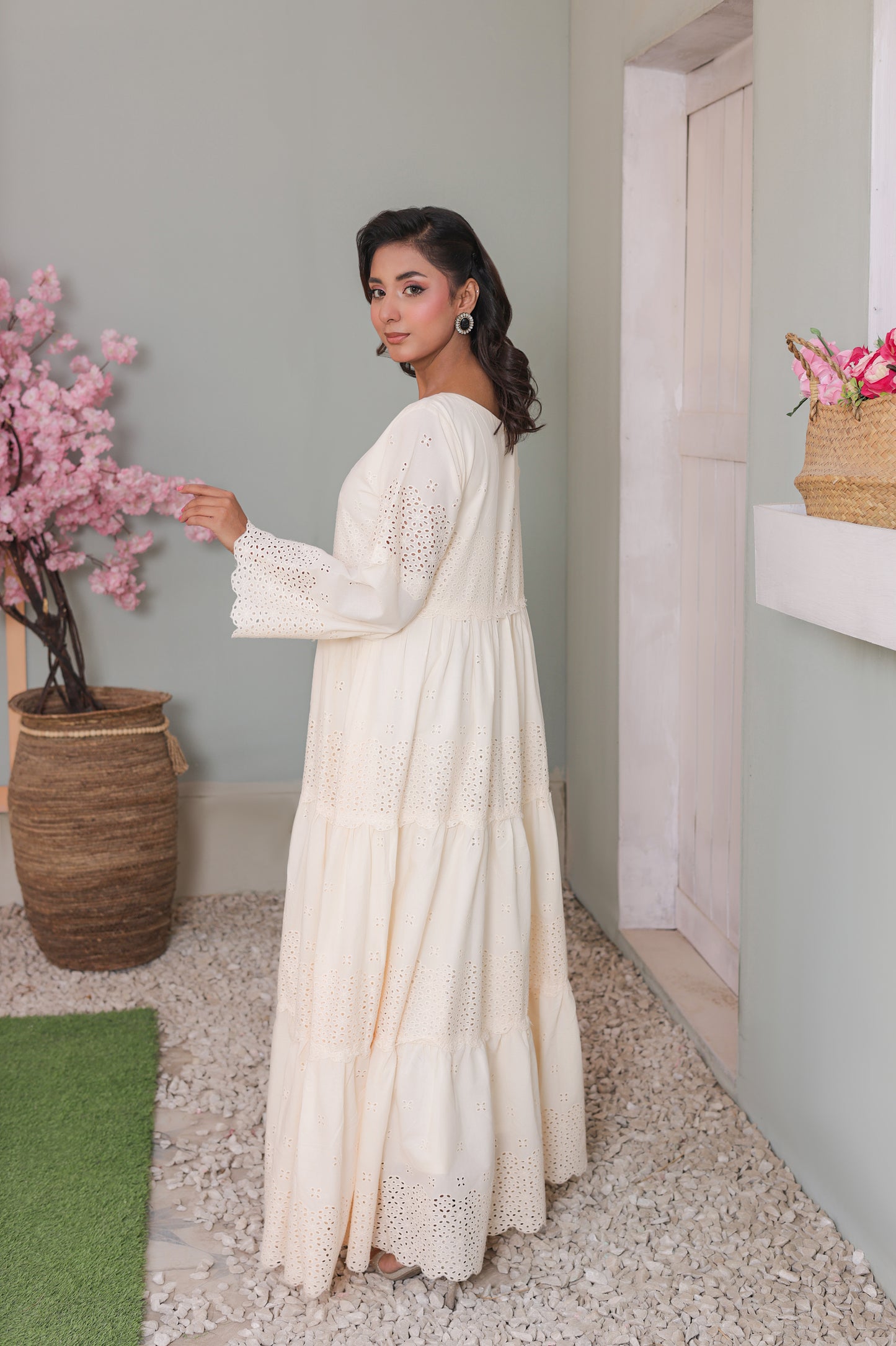 Chikankari Maxis - Pearl Cream