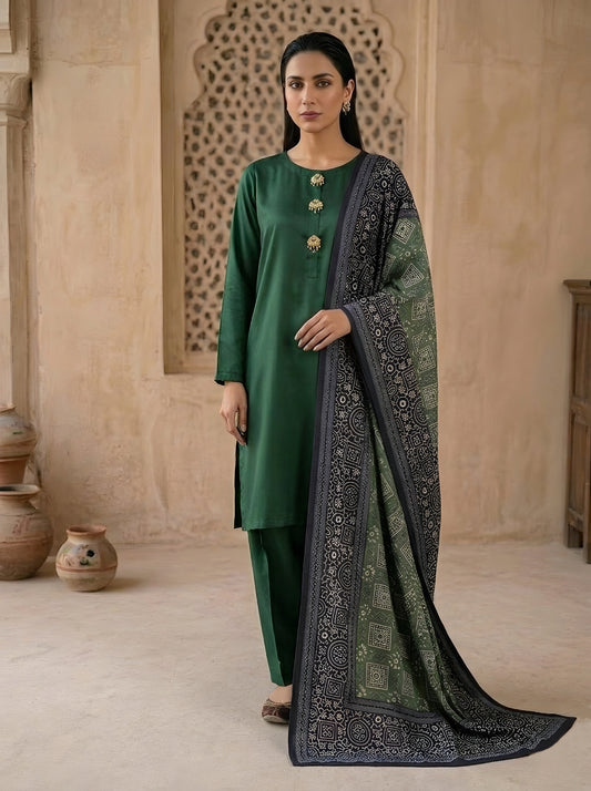 Emerald Green Silk & Verdant Ajrak