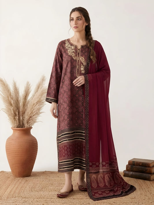 Earthbound Grace: Hand-Block Printed Ajrak Kaftan (Delivery Time: 4 Weeks)