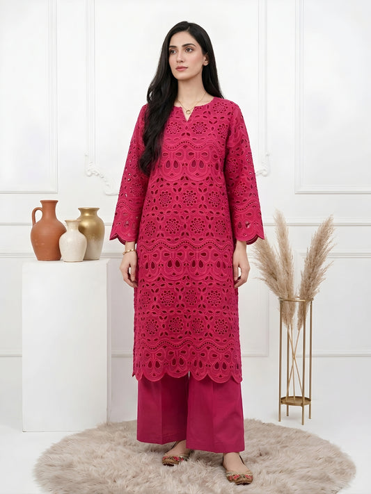 Chikankari shcfelli 2 PC - Pink Petal