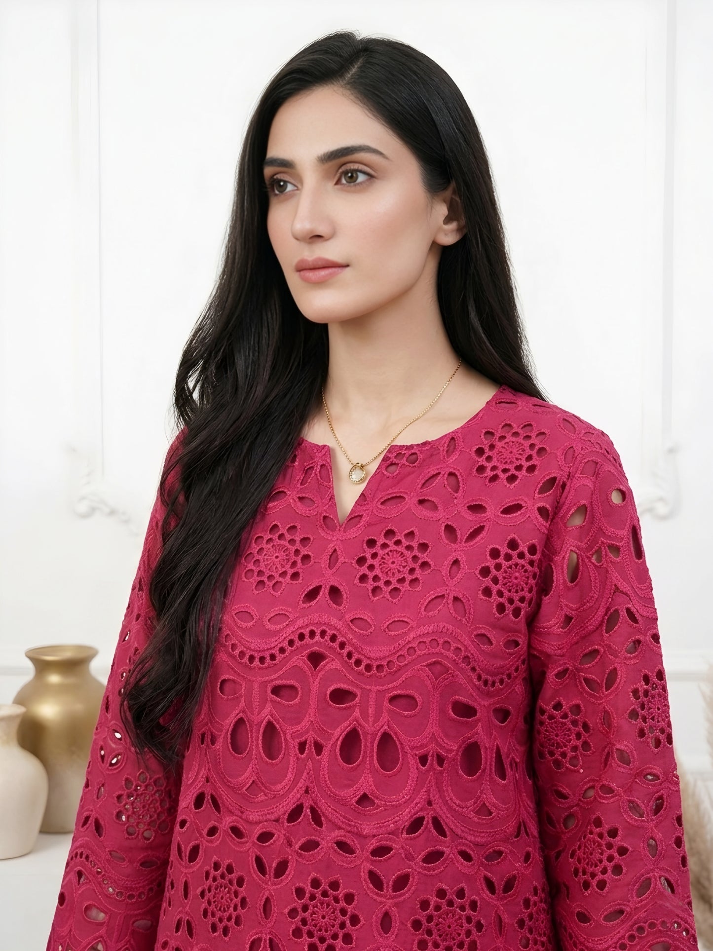 Chikankari shcfelli 2 PC - Pink Petal