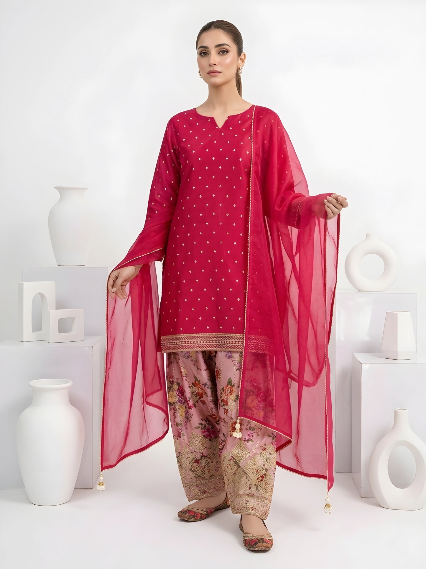 Silk Embroidered Collection - Rosé Elegance