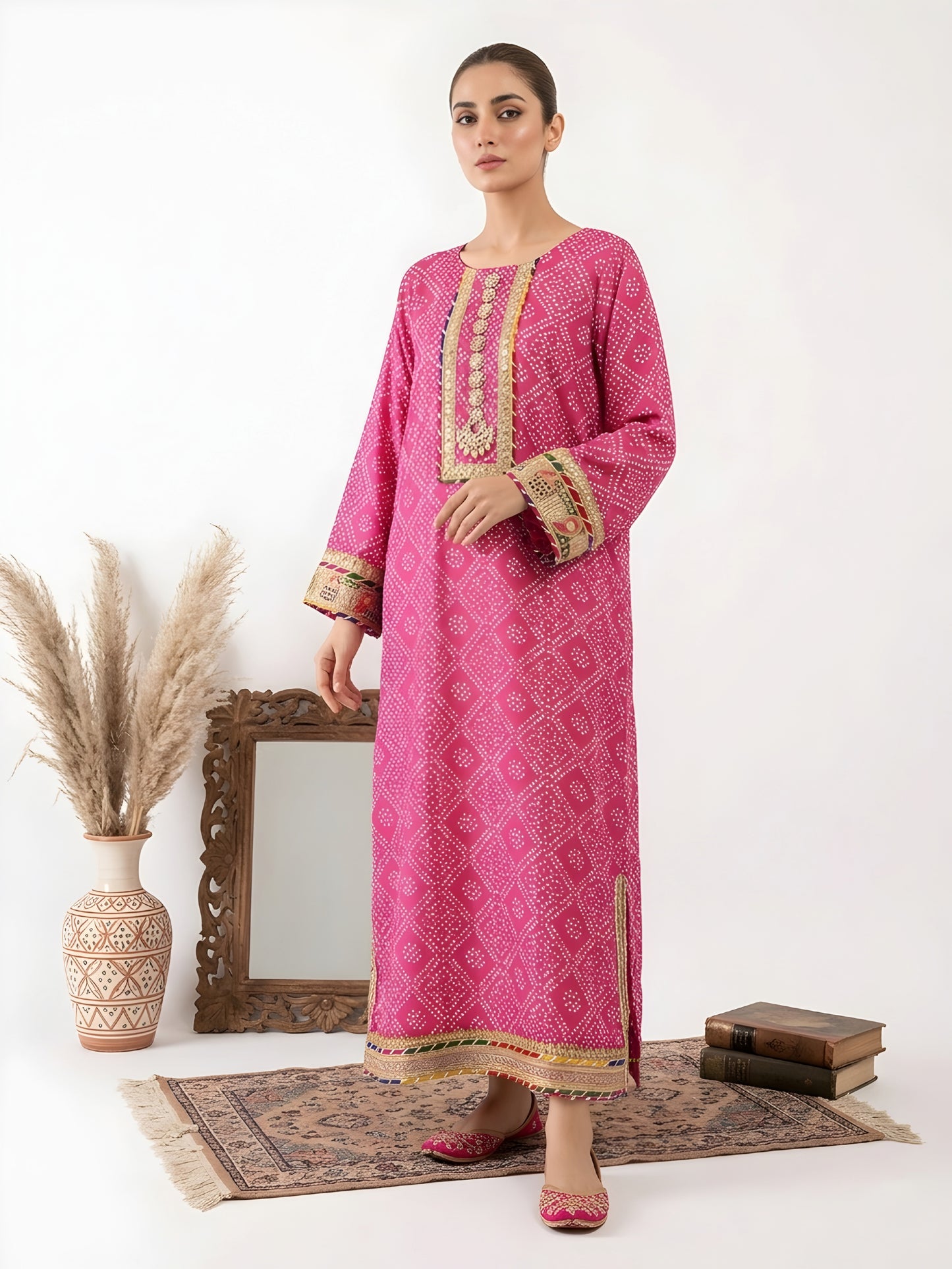 Rosé Bandhani - Kaftan