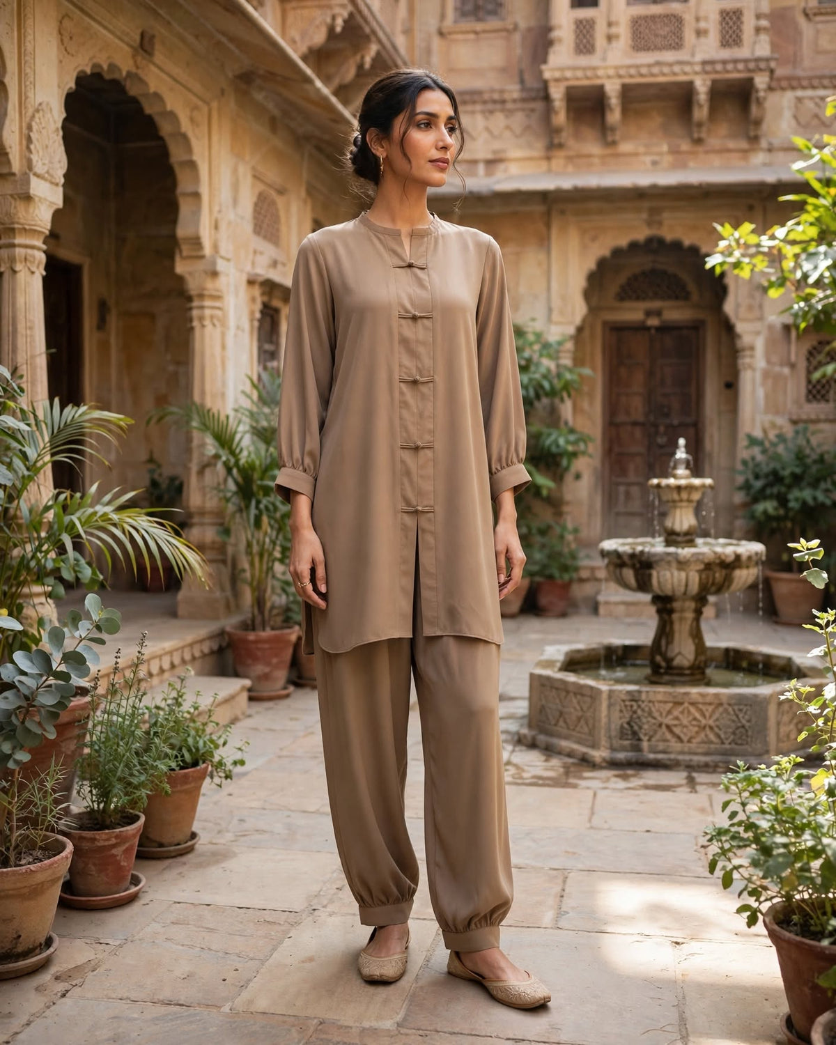 Chinese Co-ord Set - Beige