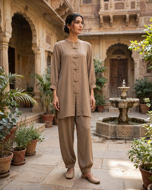 Chinese Co-ord Set - Beige